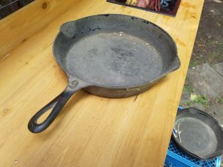 Large Real Antique Number 9 Skillet Cast Iron Frying Pan W/o Marks Pan