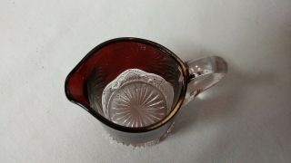 1890s Souvenir Ruby Stain Glass Mini Pitcher Grand Rapids Michigan Antique EAPG 4