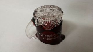 1890s Souvenir Ruby Stain Glass Mini Pitcher Grand Rapids Michigan Antique EAPG 5