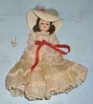 Vintage Madame Alexander Southern Belle 9 " Doll W/ Hat As Found W/ Shoes