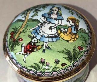 English Enamel Trinket Box 81 Halcyon Days Alice In Wonderland Tenniel’s