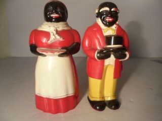 Vintage Aunt Jemima Uncle Moses F&f Salt & Pepper Shakers Large 5 "
