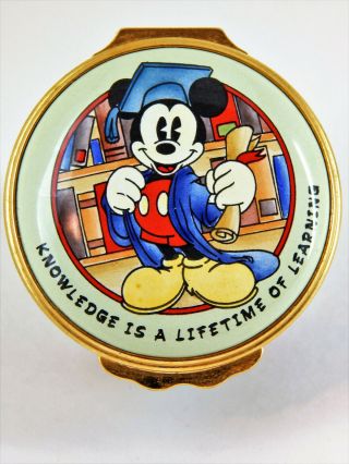 Halcyon Days Enamel Over Copper Lid Box - Mickey Mouse Lifetime Of Learning