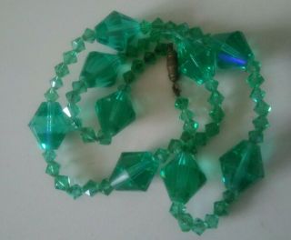 Antique / Vintage Uranium Glass Bead Necklace 17 