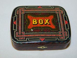 Antique Vintage Dodo Designs England Small Tin Hinged Pill Snuff Box