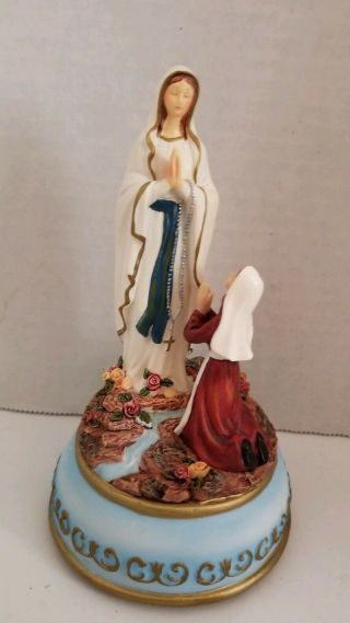 Mother Mary Porcelain Figurine,  Sankyo Music Box 6 " Catholic Statue
