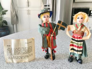 Vintage Swedish Girl Boy Doll Lovely Traditional Sweden Hand Made Paper Dolls