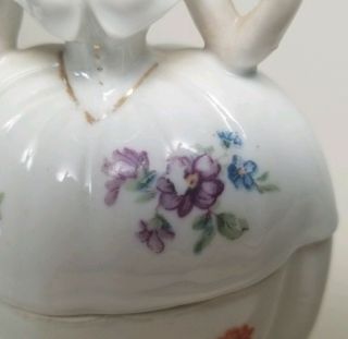 Vintage Victorian Lady Dresser Half Doll Trinket Powder Vanity Box Jar JAPAN 7