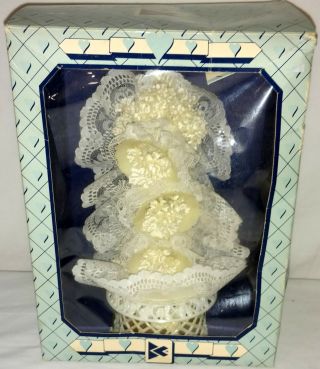 Vintage Cake Topper Wedding Bells Flowers & Lace I.  O.  B.