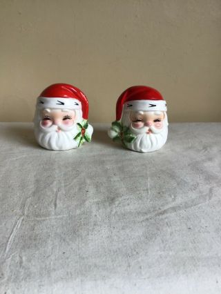 Vintage Mid Century Japan Ceramic Santa Claus Salt Pepper Shaker Set