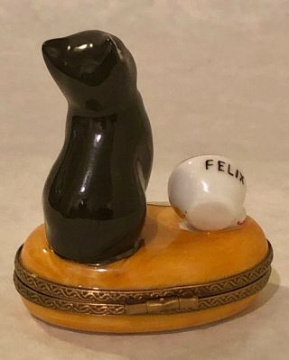 Rochard Limoges France Felix the Cat with Spilled Milk Bowl Trinket Box 3
