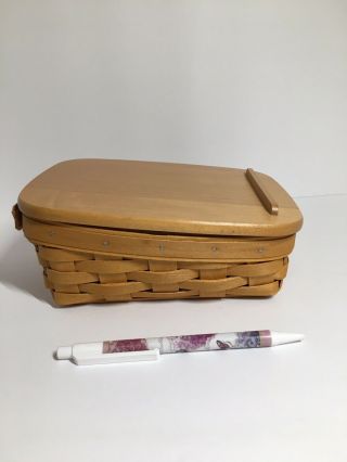 1999 Longaberger Note Pal Basket With Lid And Pen