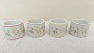 Lenox Village Porcelain Napkin Rings Set Of 4 Pastels Flowers Cottage Style