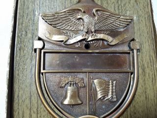 Vintage Door Knocker Metal Patriotic American Eagle Liberty Bell Colonial Flag 3