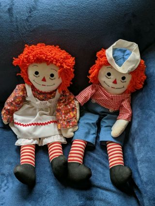 Handmade Vintage Raggedy Ann And Andy Dolls 25 " Tall