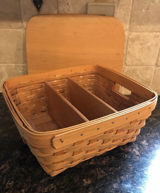 Longaberger Small Storage Solutions Basket,  Protector & Woodcrafts Lid