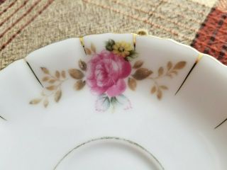 Antique Made In Occupied Japan Tea Cup & Saucer Pink Roses & Gold Floral Design