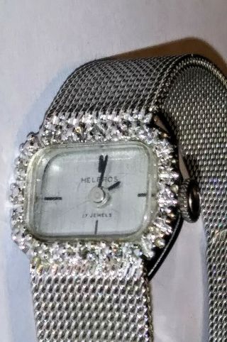 Womans Vintage 17 Jewel Helbros Watch With Diamonds.  341