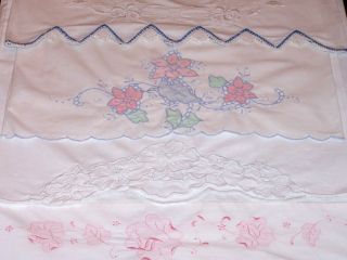 4 Outstanding Vintage Embroidered Pillowcases,  Cutwork,  Whitework,  Ex.  Cond 1930