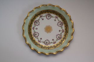 Antique Limoges France Ak Cd Dish Hand Painted Gold Gilded 9 1/2 "