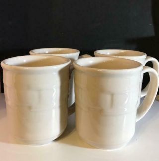 Set Of Four Longaberger Woven Traditions Mugs In Ivory