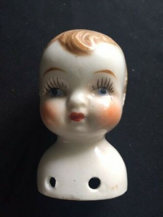 Antique Porcelain Boy Doll Head - Bisque