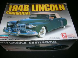 1948 Lincoln Continental Plastic Car Model Kit By Lindberg,  Mostly Complete 1/25