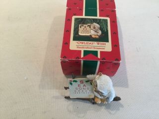 Hallmark Owl Owliday Wish 1987 Ornament Keepsake Christmas Collector Eye Doctor