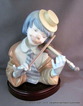 Lladro Clown W/ Violin Porcelain Figurine The Blues W/ Base 5600 Spain