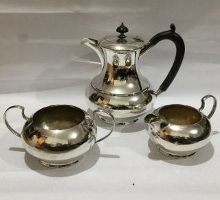 Quality Wmf German Art Deco Silver Plated 3 Pc Tea Set C1920