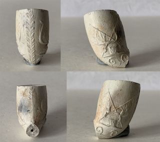 Antique Clay Pipe Bowl - No Foot Or Stem - Crossed Flags Design I Think