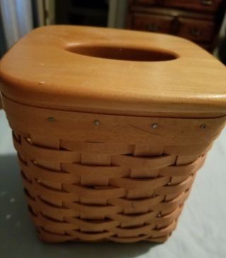 1997 Longaberger Tissue Basket With Wooden Lid