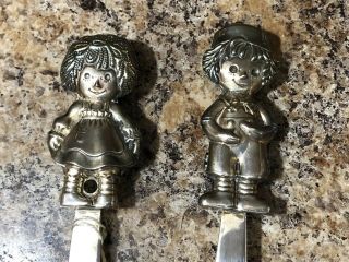 Topazio Portugal 1874 Silver Plate Spoons Raggedy Ann & Andy With Tags