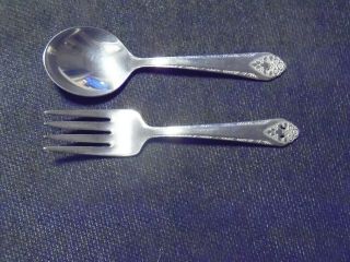 Silverplate Holmes & Edwards I.  S.  Infants Spoon And Fork Set