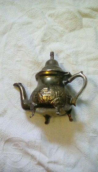 Antique Metal Teapot 6 Inch Tall 4 Legs