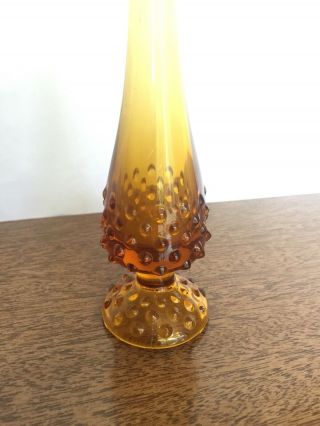 Fenton Glass Hobnail Vase Colonial Amber Swung Bud MCM Mid Century Modern 2