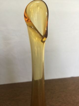 Fenton Glass Hobnail Vase Colonial Amber Swung Bud MCM Mid Century Modern 3