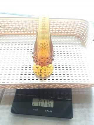 Fenton Glass Hobnail Vase Colonial Amber Swung Bud MCM Mid Century Modern 7