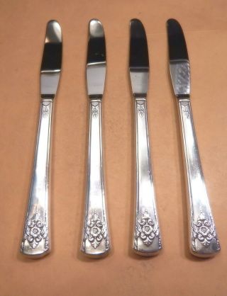 4 Mountain Rose Grill Knives - Ornate 1954 Rogers Floral - & Table Ready