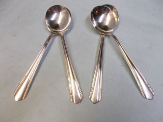 4 Malibu Round Bowl Soup Spoons - Classic & Elegant 1934 Rogers Fine - Table Ready
