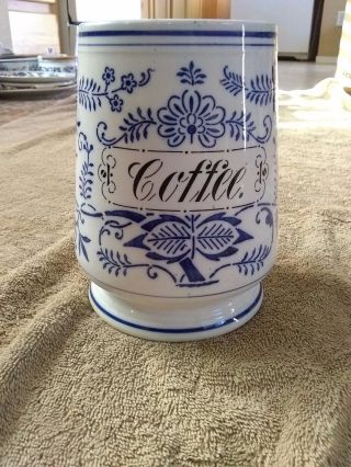 Antique Blue Onion Coffee Canister Jar Germany No Lid Scarce Shape