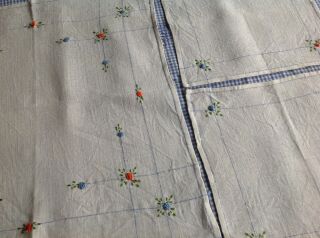3 Vintage Irish Linen Table Mats - Lovely Set With Embroidered Floral Buds