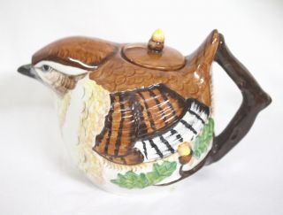Early Staffordshire Wren Hand Painted Teapot Garden Birds