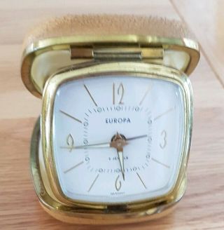 Vintage Wind Up Mechanical Europa Travel Alarm Clock In Perfect Order