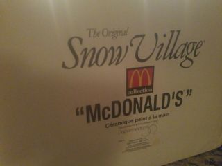 Dept 56 Snow Village McDonald ' s 54914 w/original packaging. 5