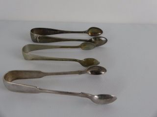 (ref165dv 4) Set Of 3 Vintage Silver Plated Sugar Tongs Nips