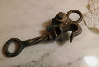 Vintage - Antique Brass Electrical Powerline Clamp - Tips Tool - 436 - Steam Punk