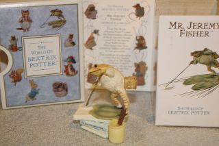 The World Of Beatrix Potter Figurine Mr.  Jeremy Fisher Book 1996 Resin Nursery