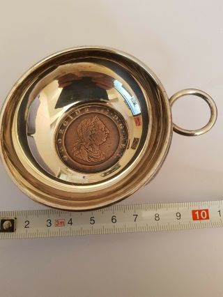 P.  H.  V & Co.  Silver Plate Coin Bowl 1797 Cartwheel Penny Coin