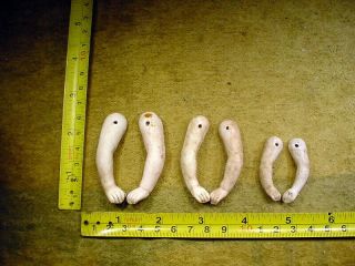 6 X Excavated Vintage Bisque Doll Arm With Hole For Wire 1.  6 - 2.  2 " Age 1890 12443